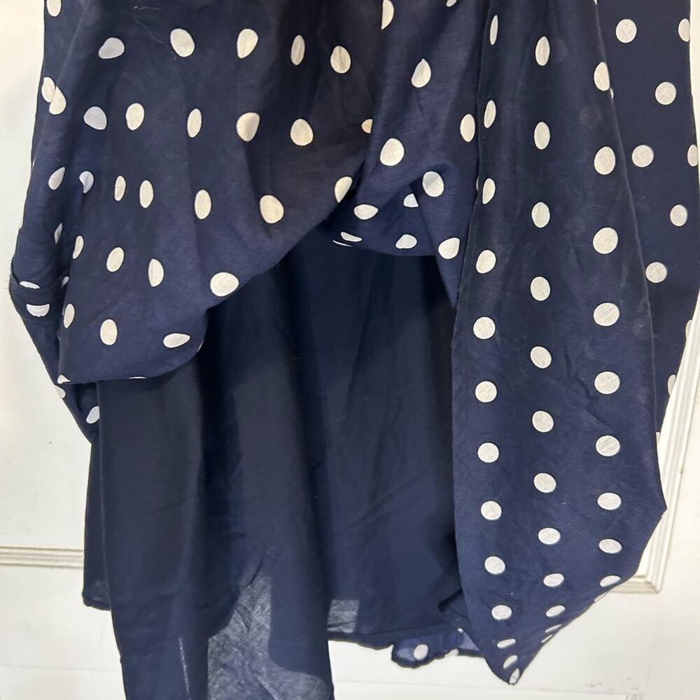 Jones New York navy and white polka dot A- line cotton dress. Size 8 petite - Picture 6 of 9